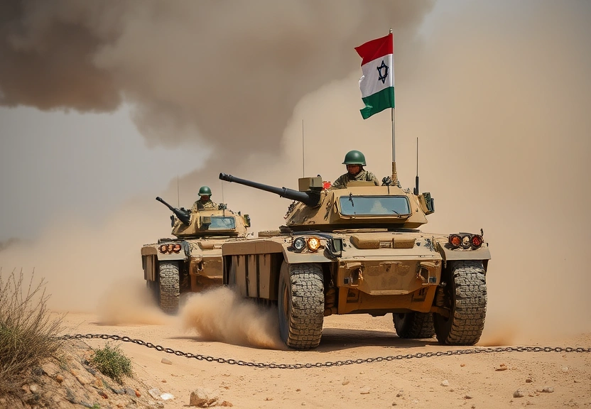 Representação visual de Operação Terrestre Inicia em Gaza: Exército Israelense Avança Após Bombardeios Intensos
